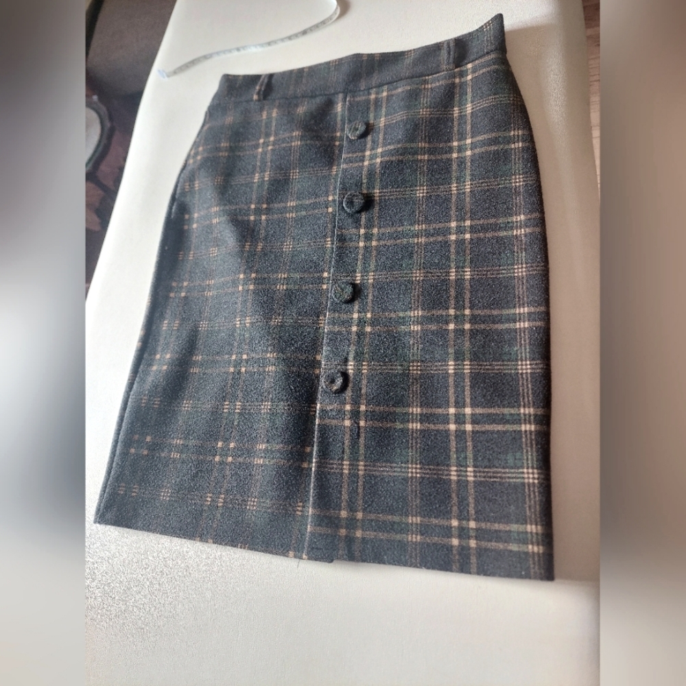 Plaid Button Skirt